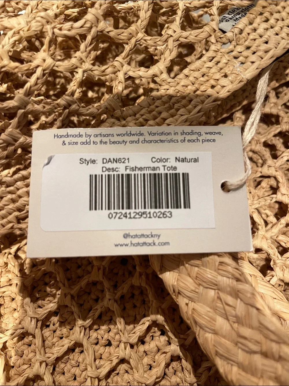 *NEW with tags Hat Attack Natural Tan Woven Fishermans Tote